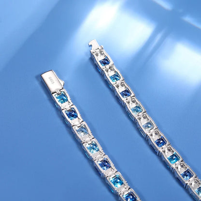 Blue Mixed Diamond Cut Tennis Bracelet - 7.5mm