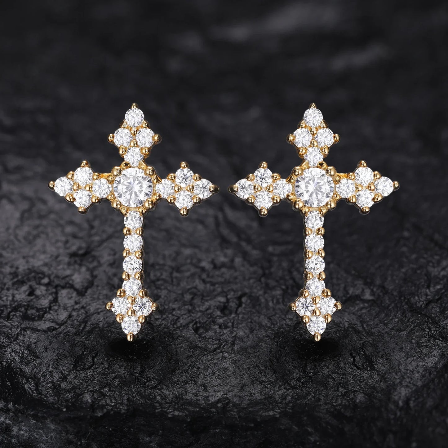S925 Moissanite Dripping Cross Stud Earrings