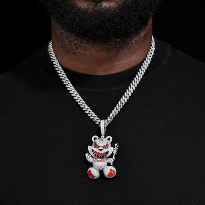 S925 Moissanite Wizard Violent Bear Pendant