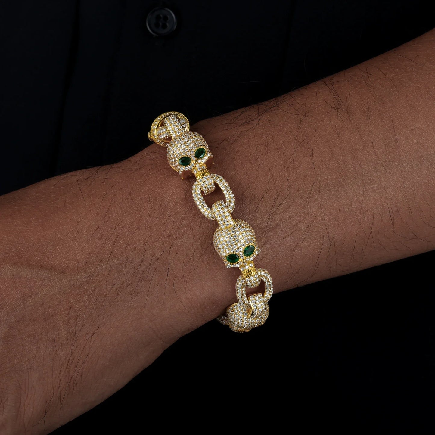 S925 Moissanite Diamond Skull Mariner Link Bracelet