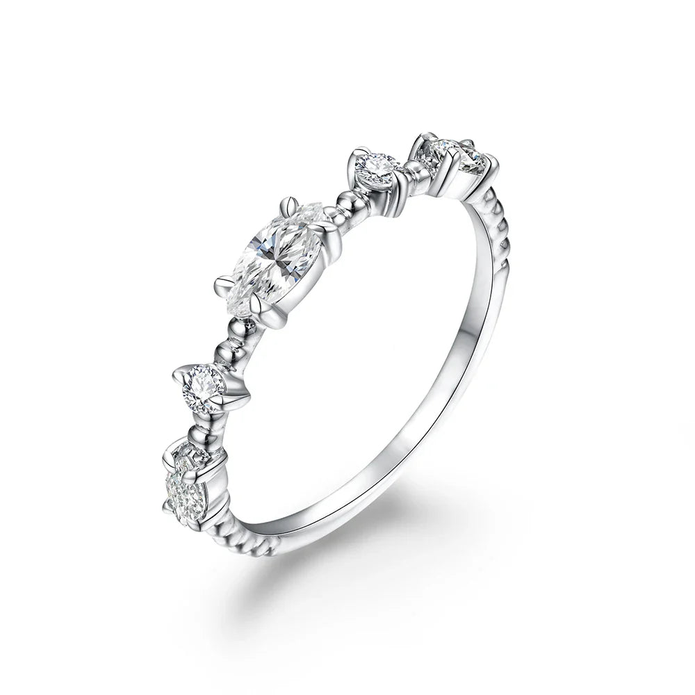 Women's S925 Mixed Shape Single Shared Prong Band