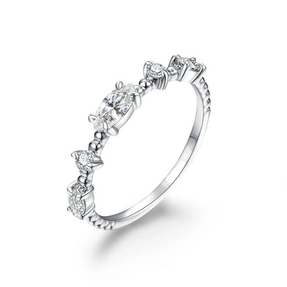 Women's S925 Mixed Shape Single Shared Prong Band