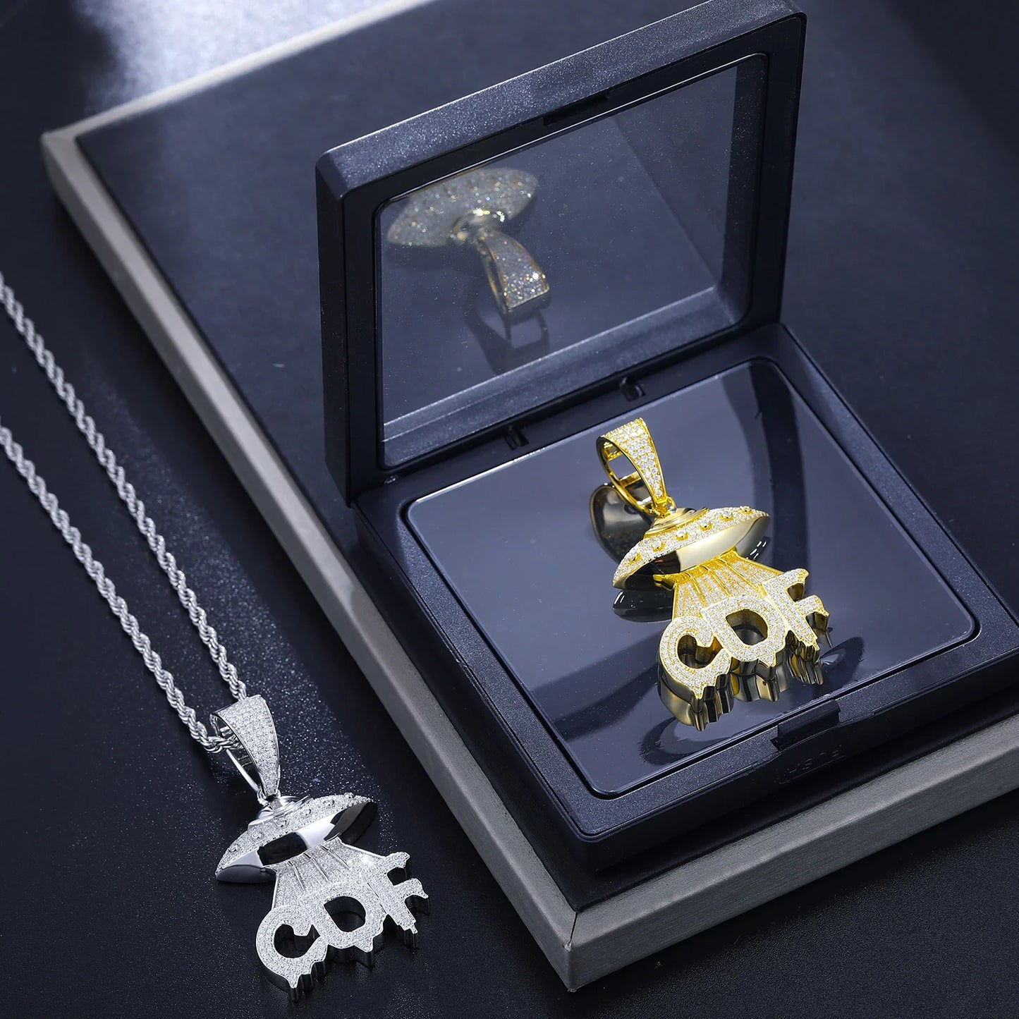 S925 Moissanite UFO CDF Spaceship Pendant