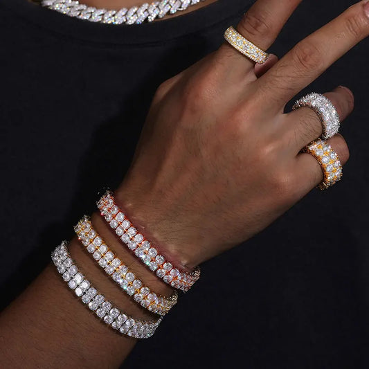 S925 2 ROWS MOISSANITE DIAMOND TENNIS BRACELET