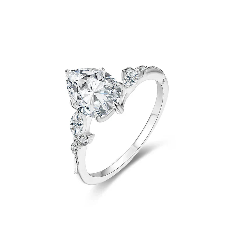 S925 Moissanite Pear Cut Diamond Ring