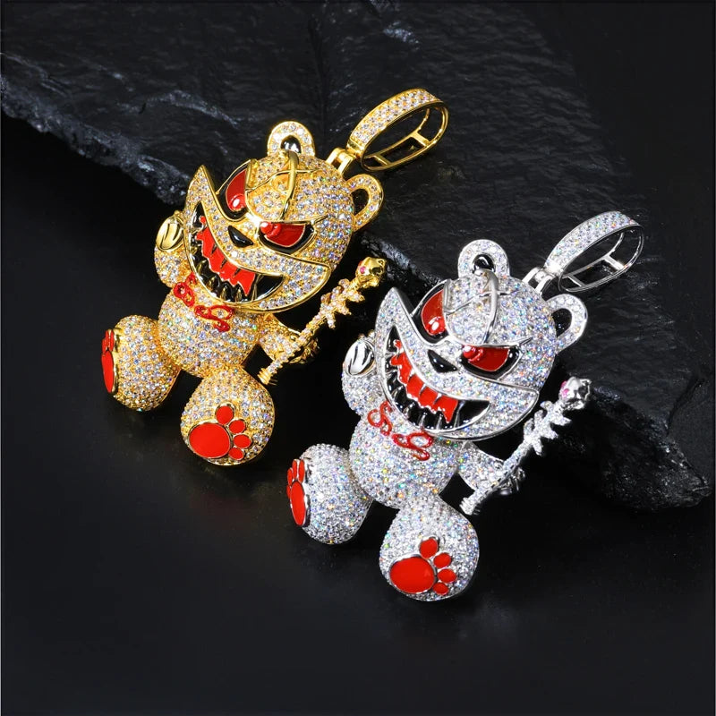 S925 Moissanite Wizard Violent Bear Pendant