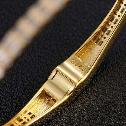 S925 MOISSANITE BAGUETTE DIAMOND BANGLE - 3.8MM