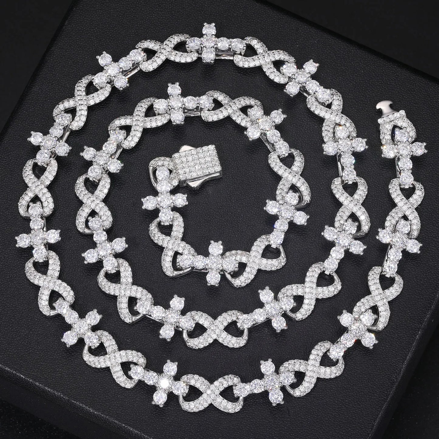 S925 Moissanite Infinity Tennis Cross Link Bracelet - 10mm