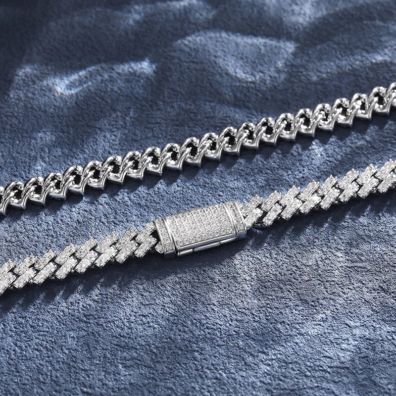 8MM MOISSANITE DIAMOND PRONG LINK CUBAN BRACELET