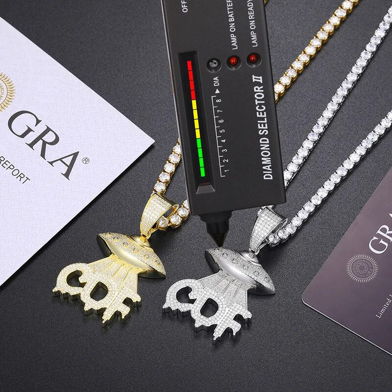 S925 Moissanite UFO Pendant Necklace