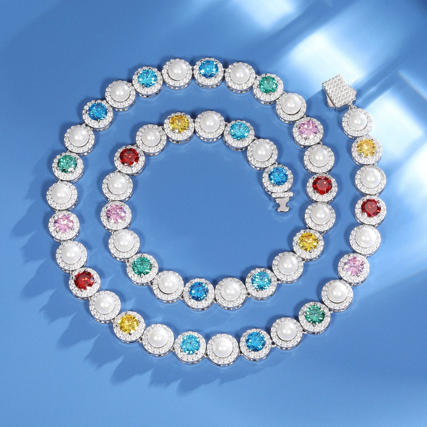 S925 Multi-Color Moissanite Pearl Chain