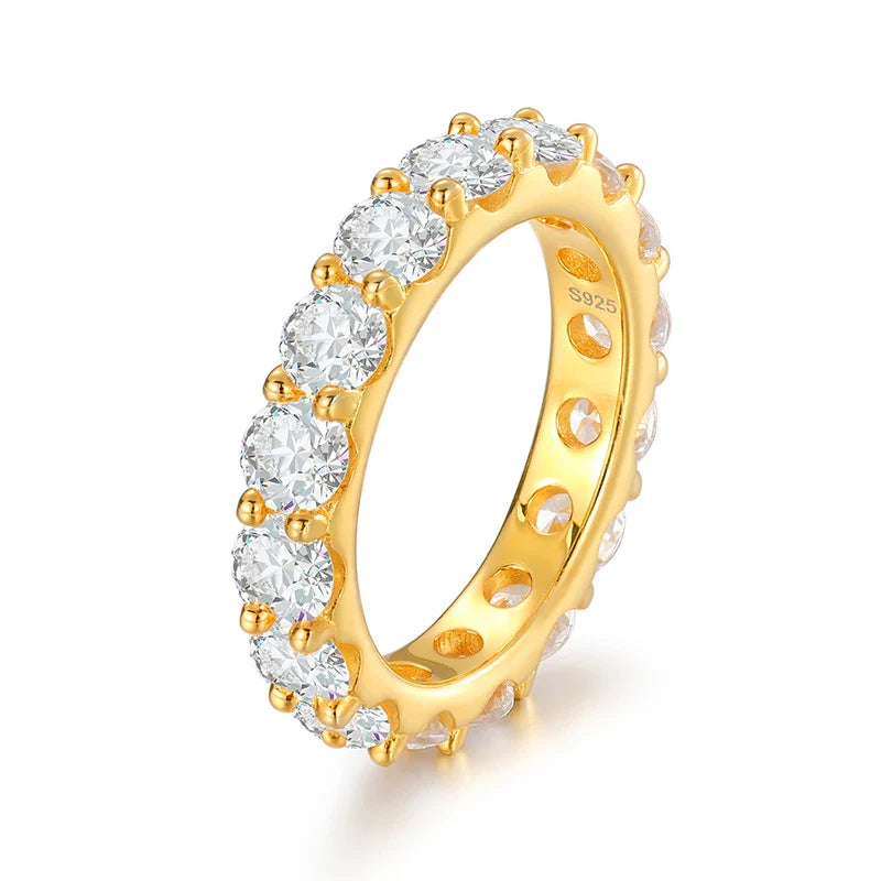 S925 Round Cut Moissanite Diamond Band