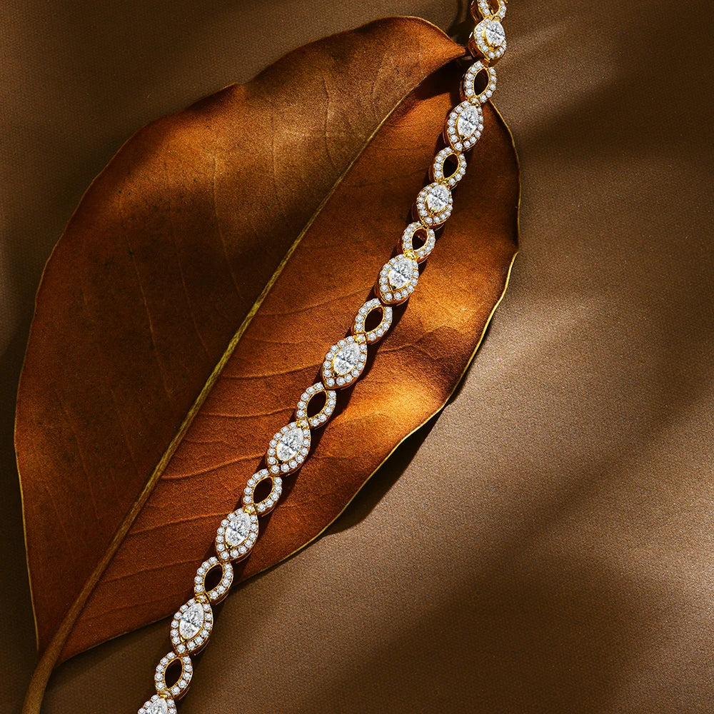 S925 Pear Cut 6.2 Carat Moissanite Link Bracelet