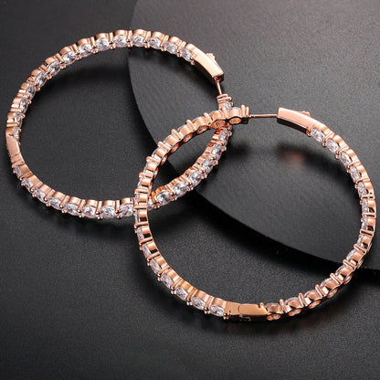 S925 Regal Radiance 15.5CTW Moissanite Round Hoop Earrings