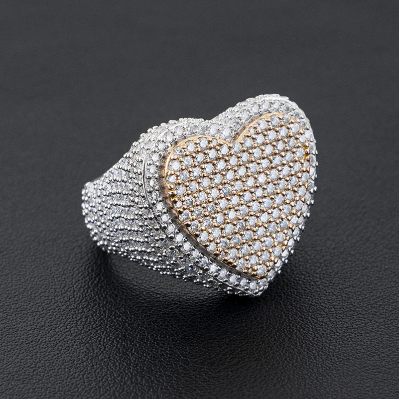 S925 Moissanite Layered Heart Ring