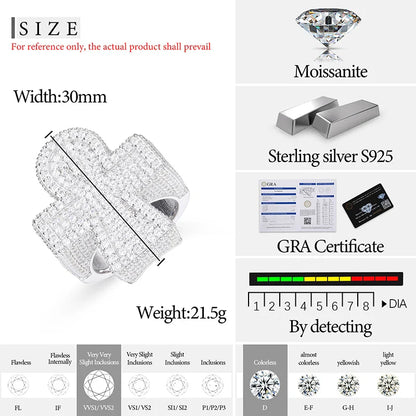 S925 Moissanite Gothic Cross Pave Diamond Ring