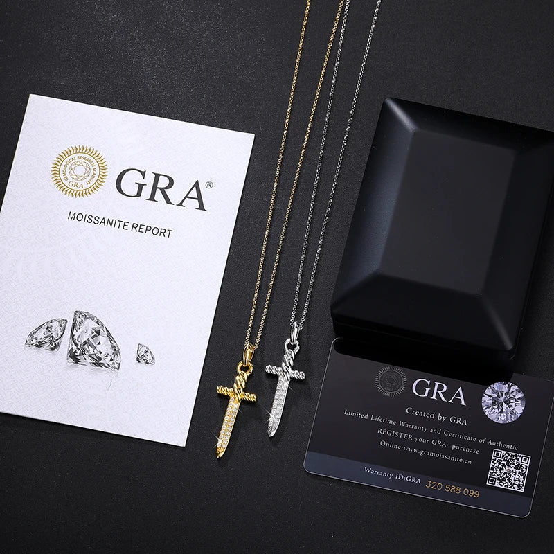 S925 Moissanite Vintage Sword Pendant
