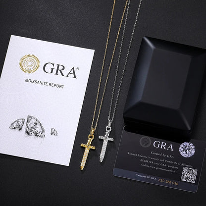 S925 Moissanite Vintage Sword Pendant