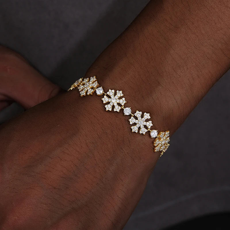 S925 Moissanite Snowflake Link Bracelet - 13mm