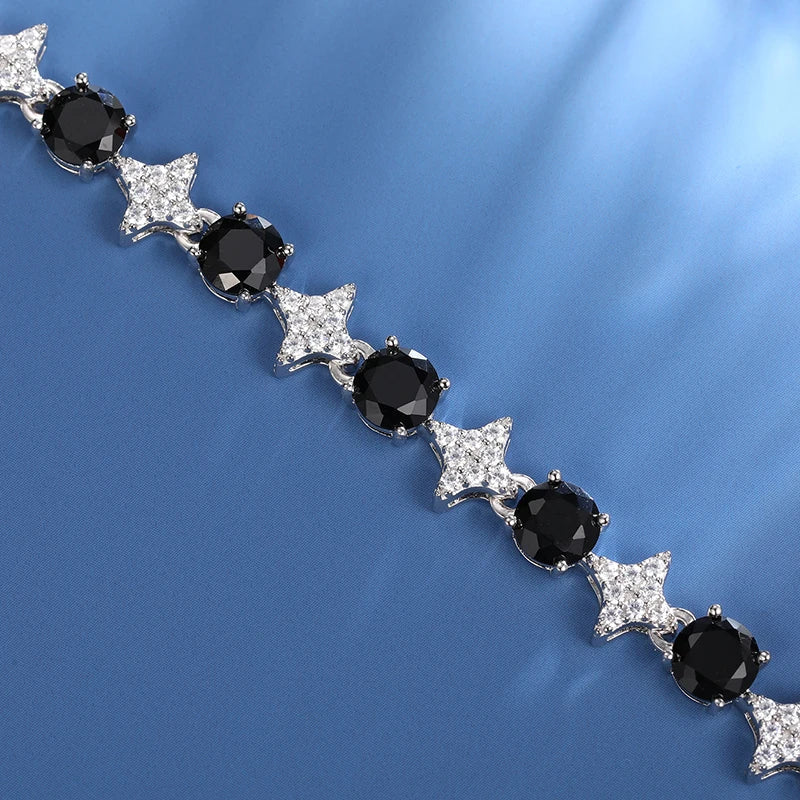 8mm S925 Black Moissanite Star Link Tennis Chain