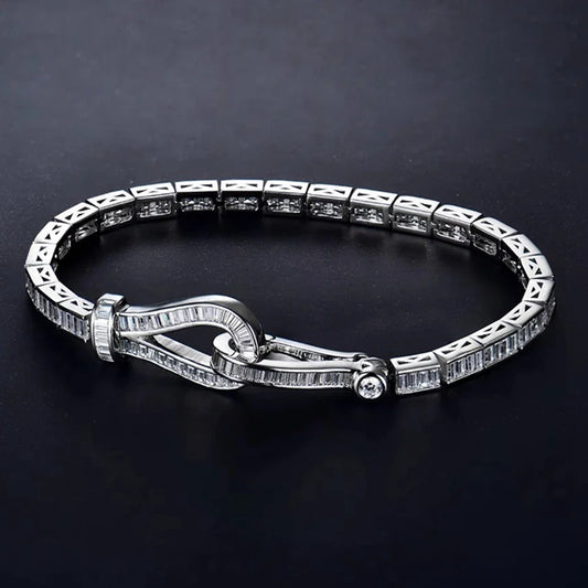 S925 Moissanite Baguette Noose Tennis Bracelet