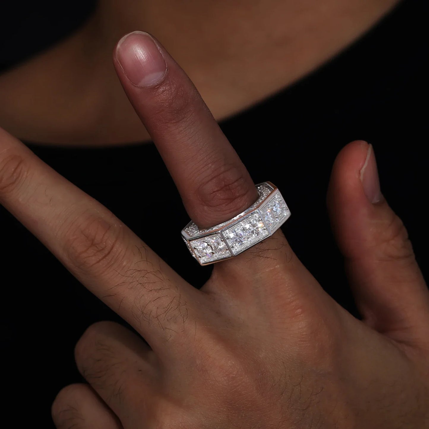 S925 Moissanite Octagon Diamond Ring