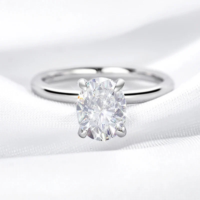 S925 Oval Cut Moissanite Diamond Necklace & Ring Set