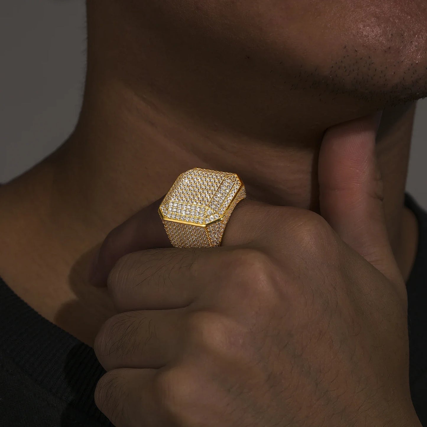 S925 Moissanite Diamond Square Signet Ring