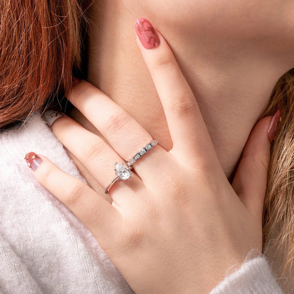S925 Moissanite Sinuous Shapes & Geometric Flair Band Ring