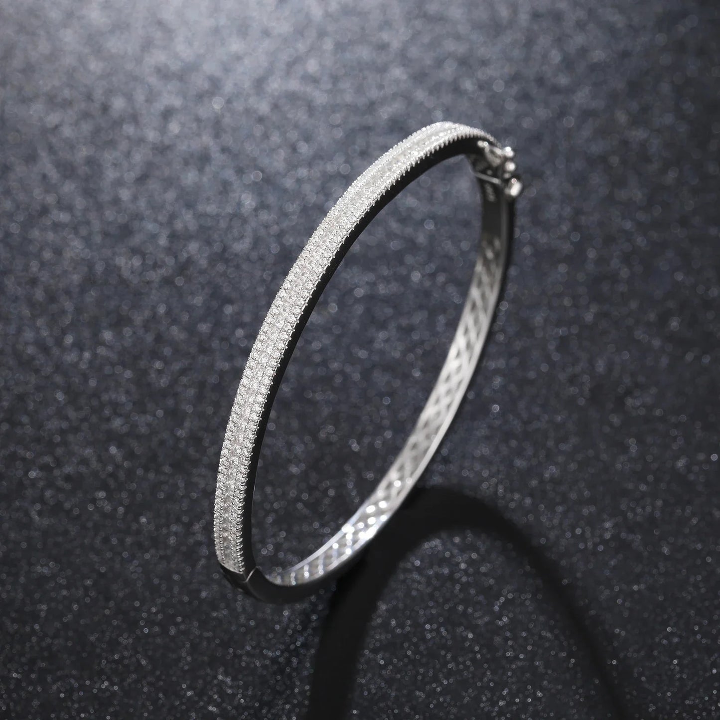 4mm S925 3 Row Moissanite Cuff Bracelet