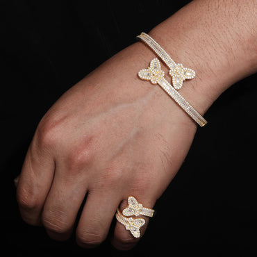 S925 Moissanite Butterfly Baguette Diamond Bangle