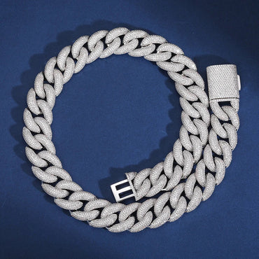 20mm S925 Moissanite Curb Cuban Chain