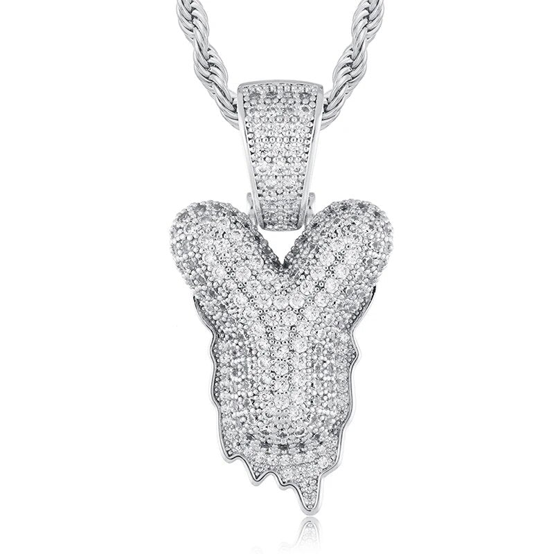 925 Sterling Silver Moissanite Bubbler Micro Paved A-Z Letter Pendant