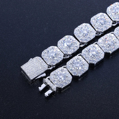 S925 Moissanite White Gold Clustered Tennis Necklace - 10mm