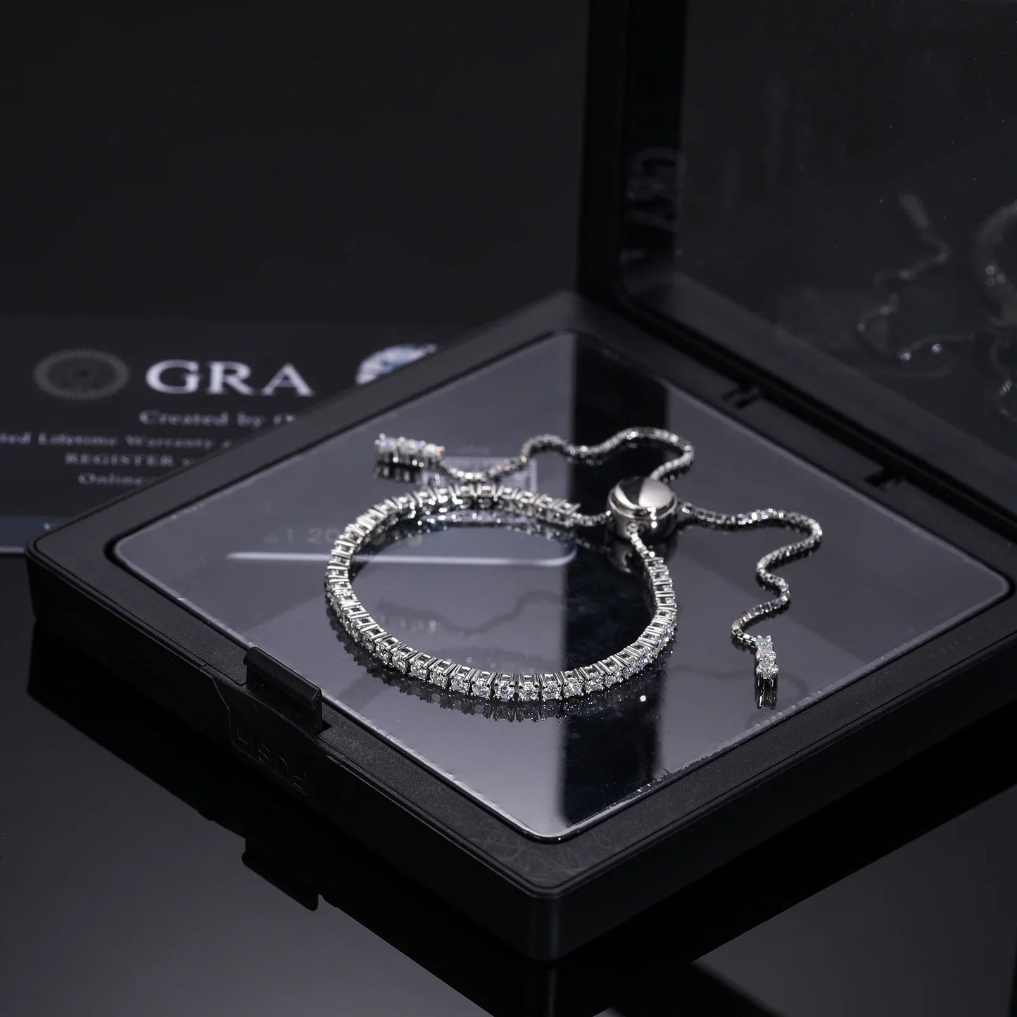 2/3mm S925 Moissanite Adjustable Tennis Bracelet - White Gold