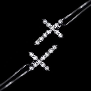 925 Sterling Silver Moissanite Rhombus Cross Pendant