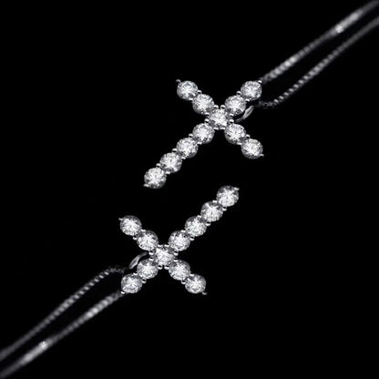 925 Sterling Silver Moissanite Rhombus Cross Pendant