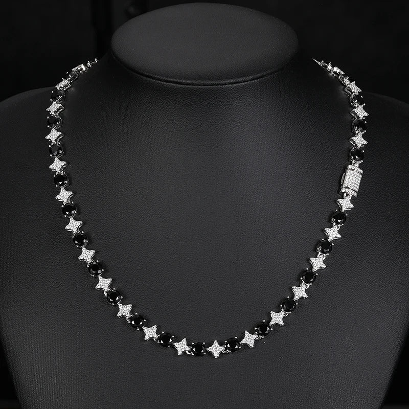 8mm S925 Black Moissanite Star Link Tennis Chain