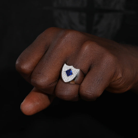 S925 Moissanite Blue Shield Ring