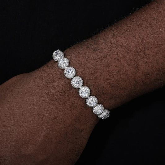 S925 Moissanite Diamond Round Clustered Tennis Bracelet - 10mm