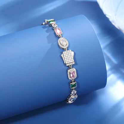 S925 Moissanite Multi Gemstone Motif Bracelet - 7MM
