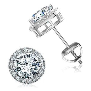 925 Sterling Silver Real 0.5-2CT Moissanite Round Diamond Stud Earrings