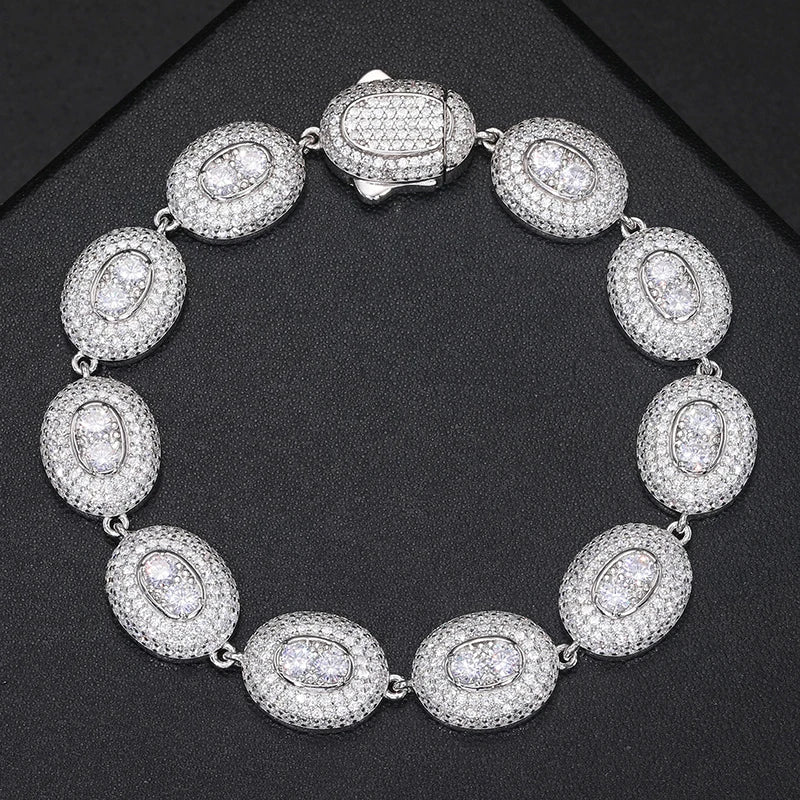 S925 Moissanite Oval Pave Diamond Bracelet - 10mm