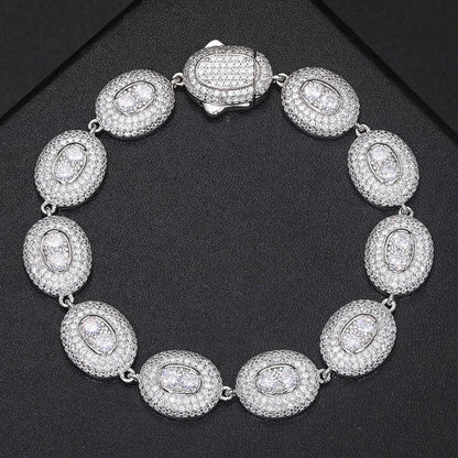 S925 Moissanite Oval Pave Diamond Bracelet - 10mm
