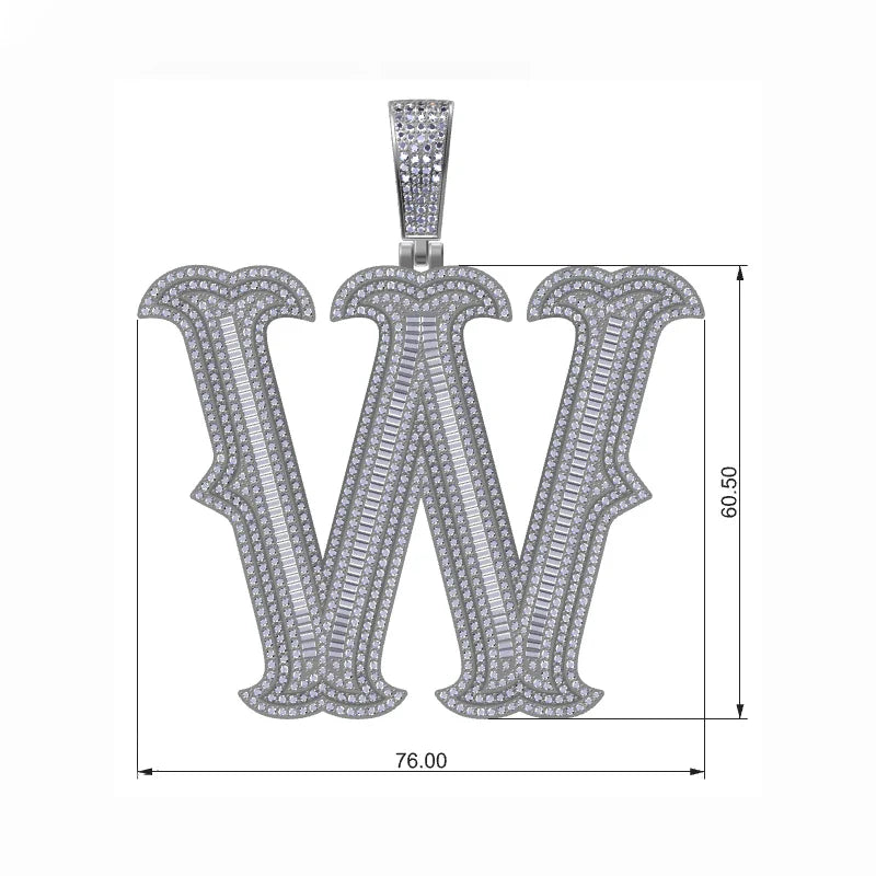 Moissanite Bosox A-Z Letter Pendant