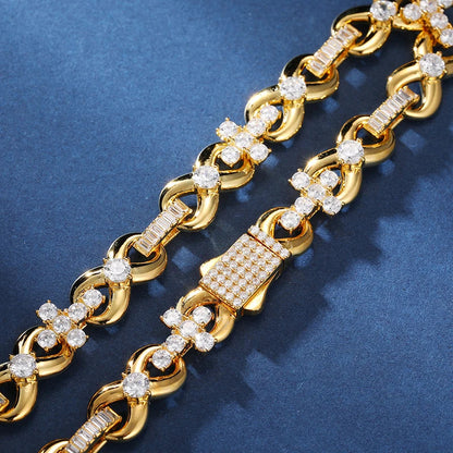 S925 Moissanite Infinity Cross Link Bracelet or Necklace - 8mm