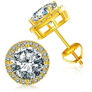 925 Sterling Silver Real 0.5-2CT Moissanite Round Diamond Stud Earrings