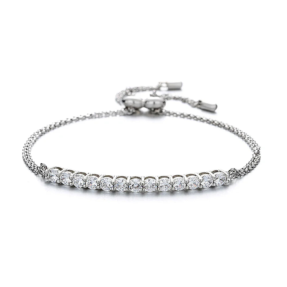 3mm Women's S925 Moissanite Adjustable Tennis Bracelet - 1.3 Carat