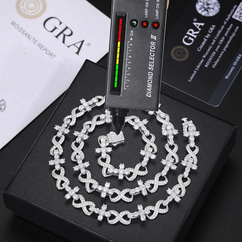 S925 Moissanite Infinity Tennis Cross Link Bracelet - 10mm