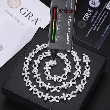 S925 Moissanite Infinity Tennis Cross Link Bracelet - 10mm